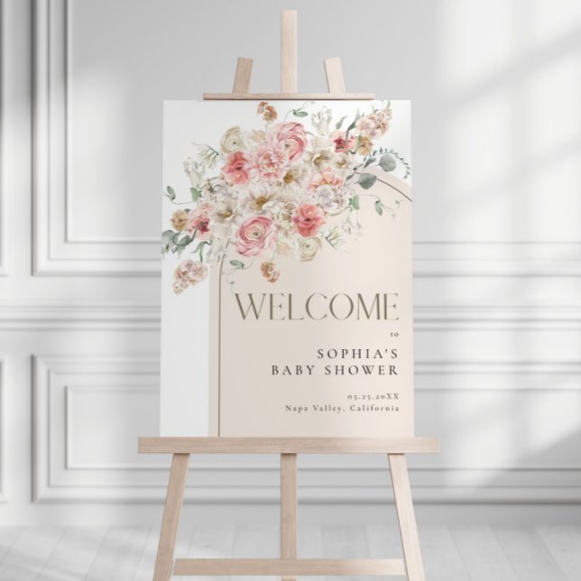 Blush and White Floral Arch Welcome Sign (Creator Uploaded)