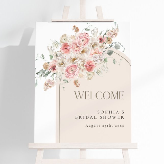 Blush and White Floral Arch Welcome Sign (Creator Uploaded)