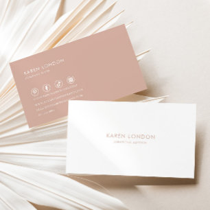 Blush and White Minimalist Financial Advisor Business Card