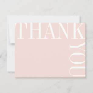 Blush and White Modern Large Text Thank You Note