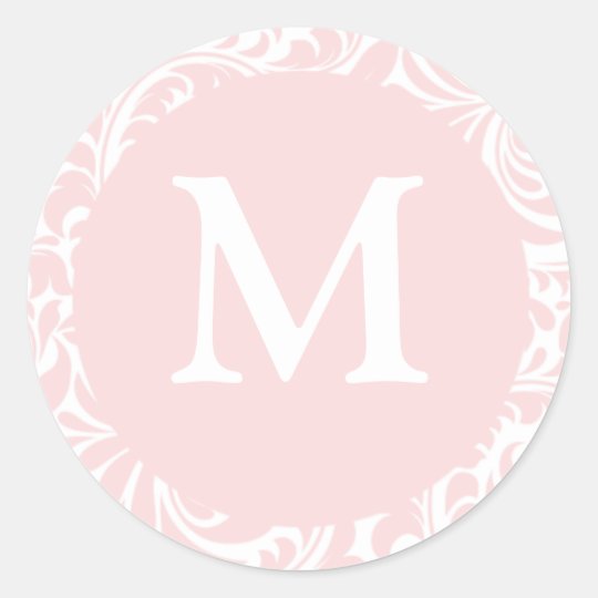 Blush And White Monogram M Wedding Favor Stickers Zazzle Blush And White Monogram M Wedding Favor Stickers