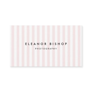 Blush and White Pinstripes Pattern Modern Business Card