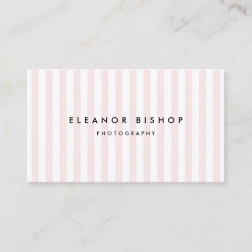 Blush and White Pinstripes Pattern Modern Business Card