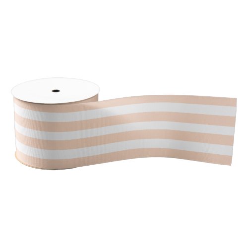 Blush And White Stripes Color FEDBC4  Grosgrain Ribbon