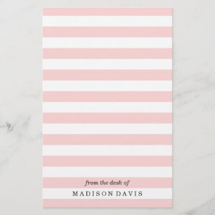 Blush and White Stripes Personalized Stationery