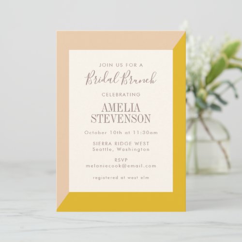 Blush and Yellow Bold Geometric Bridal Brunch  Invitation