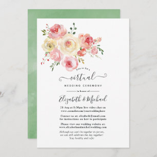 Blush and Yellow Pastel Floral Virtual Wedding Invitation