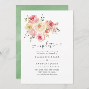 Blush and Yellow Pastel Floral Wedding Update Invitation