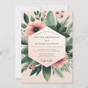 Blush Anemone Botanical Wedding Invitation