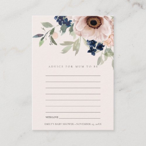 Blush Anemone Floral Advise for Mum Baby Shower Enclosure Card