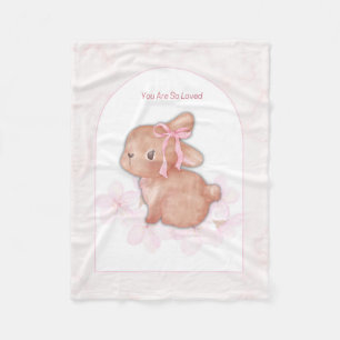 Blush Animal Nursery Wall Art Set Bunny, Teddy Fleece Blanket