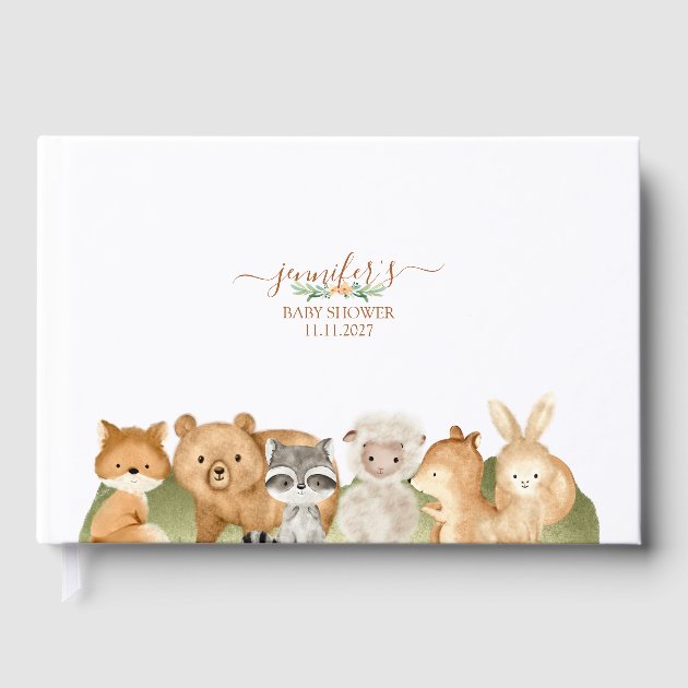 Blush animals wild Baby Shower Modern Guest Book