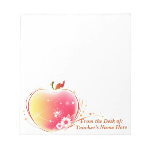 Blush Apple Teacher From the Desk OF NAME HERE Notepad