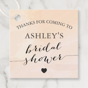 Blush Apricot Watercolor Bridal Shower Gift Tag