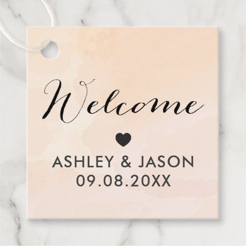 Blush Apricot Watercolor Wedding Welcome Gift Tag
