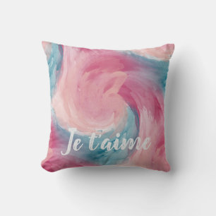 Blush Aqua Je Taime Abstract Throw Pillow