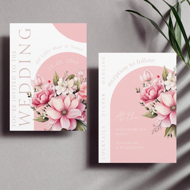 Blush Arch Floral Wildflower Wedding Invitation (Creator Uploaded)