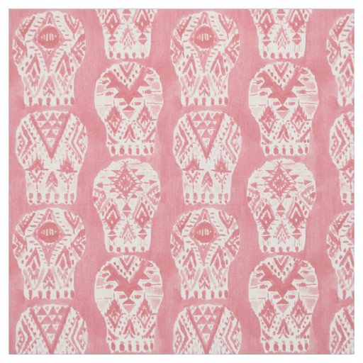 Blush AZTEC MUERTOS Tribal Sugar Skull Pattern Fabric