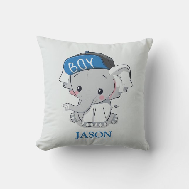 Blush Baby Elephant Throw Pillow (Front)