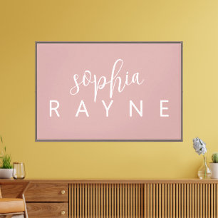 Blush Baby Girl Name Sign Stretched Canvas Print