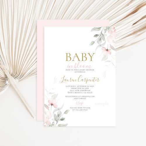 Blush Baby in Bloom Baby Shower Girl Invitation