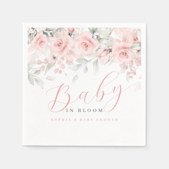 Blush Baby In Bloom Baby Shower Napkins (Front)