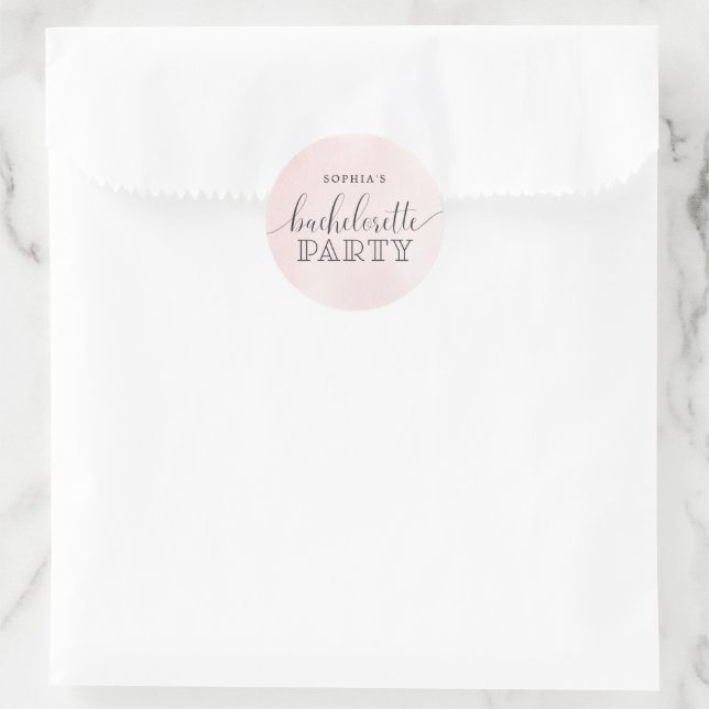 Blush Bachelorette Party Favor Classic Round Sticker (Bag)