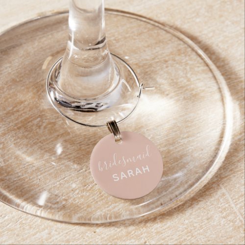 Blush Bachelorette Personalized Bridesmaid Gift Wine Charm