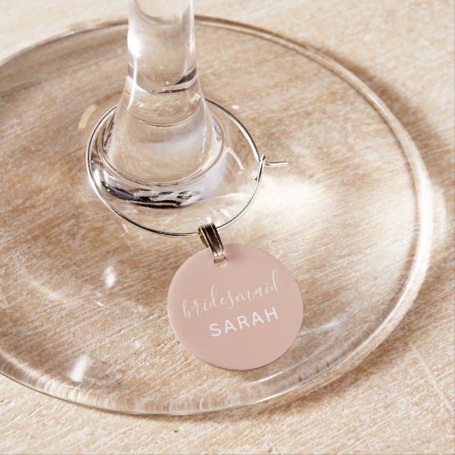 Blush Bachelorette Personalized Bridesmaid Gift Wine Charm (In Situ)
