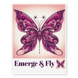 Blush Background Butterfly Temporary Tattoos