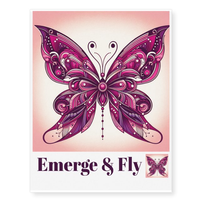 Blush Background Butterfly Temporary Tattoos (Front)