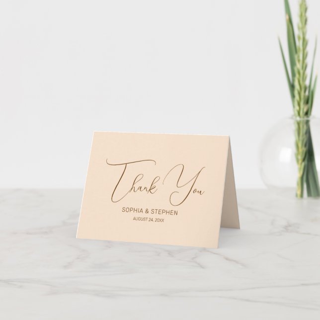 Blush Background Minimalism  Letterpress Thank You Card (Front)