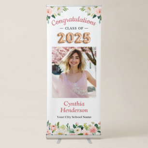 Blush Balloon Font Class of 2025 Graduation Party Retractable Banner