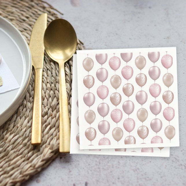 Blush Balloons Birthday Napkins (Creator Uploaded)