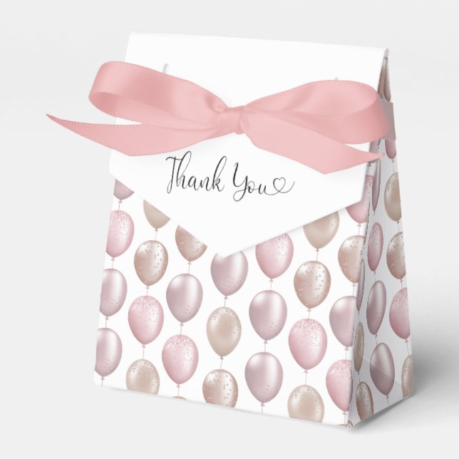 Blush Balloons Birthday Thank You Favor Boxes (Front Side)