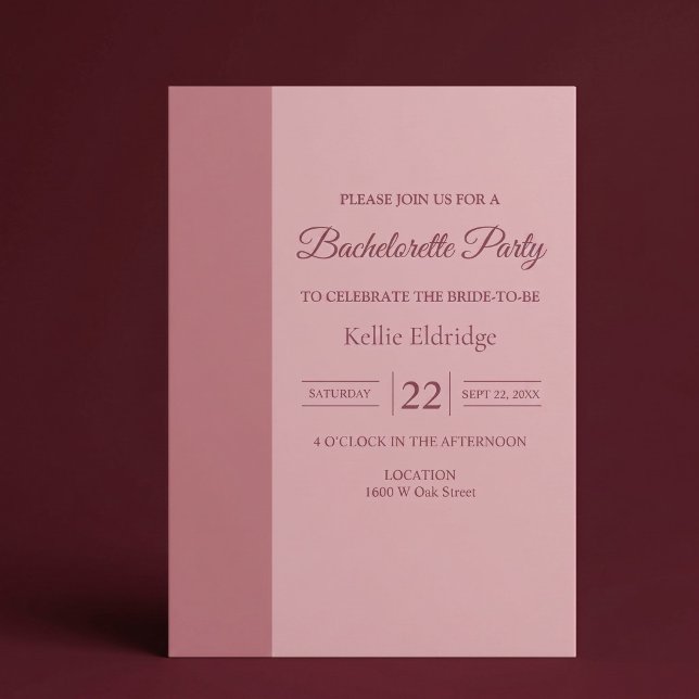 Blush Bar Minimalist Modern Bachelorette Party Invitation (Creator Uploaded)