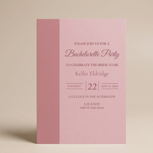 Blush Bar Minimalist Modern Bachelorette Party Invitation
