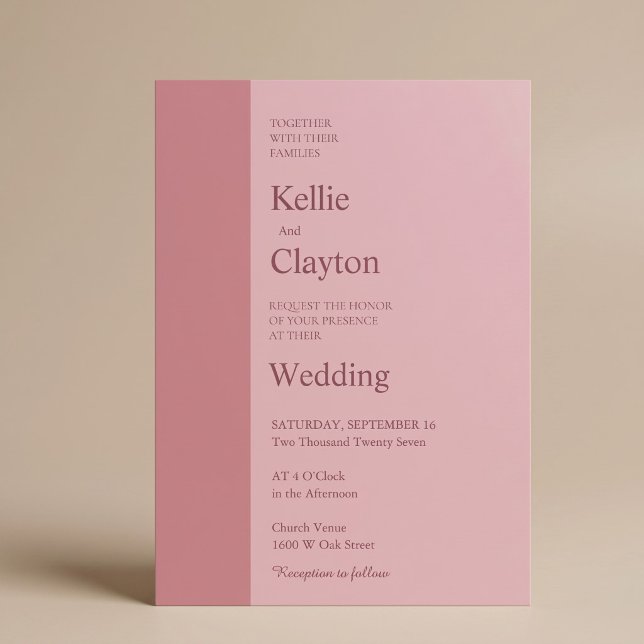 Blush Bar Minimalist Modern Wedding Invitation (Creator Uploaded)