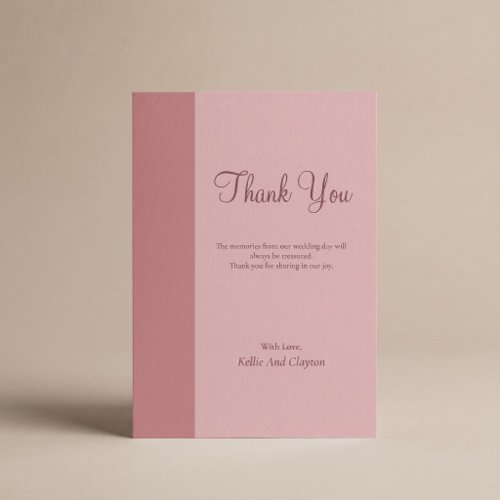 Blush Bar Minimalist Modern Wedding Thank You Card
