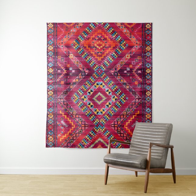 Blush Bazaar: Pink Moroccan Heritage Elegance Tapestry (In Situ)