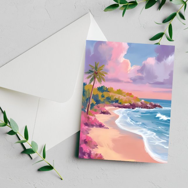 Blush Beach | Pink Ocean Painting Card (Creator Uploaded)