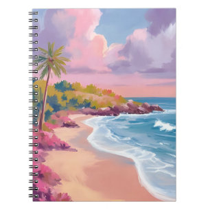 Blush Beach Pink Ocean Painting Notebook
