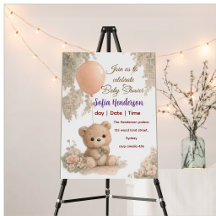Blush Bear Soft Water colour floral baby shower