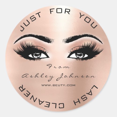 Blush Beauty Glitter Coral Lash Makeup Cleaner Classic Round Sticker