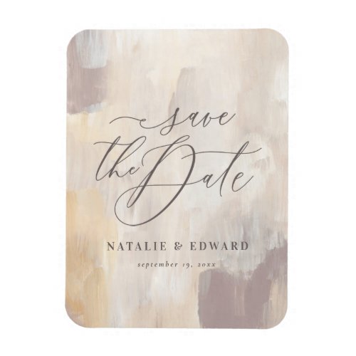 Blush beige abstract painted wedding magnet