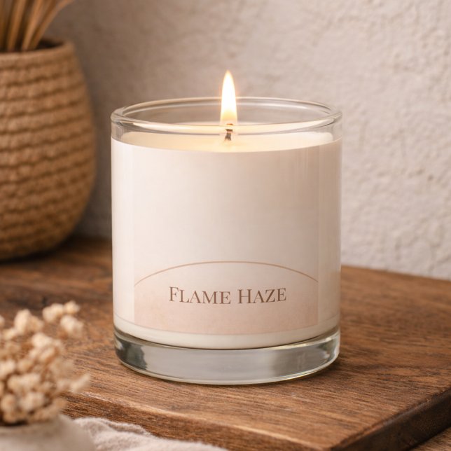 Blush Beige Flame Haze Scented Jar Candle (Blush beige Flame Haze label with soft watercolor fade edges)