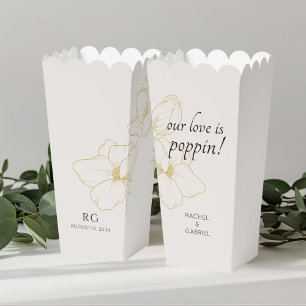 Blush Beige   Floral Couple Popcorn  Favor Box