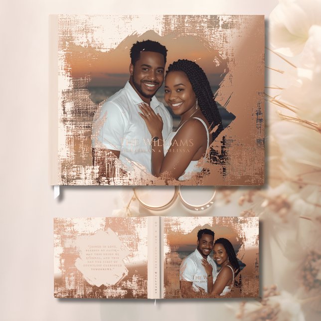 Blush Beige Foil Guestbook Beach Unique Guest Book (Creator Uploaded)