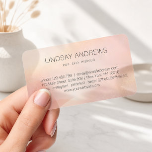 Blush Beige Glow Gradient Salon Transparent Clear Business Cards