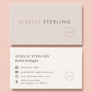 Blush Beige Modern Minimalist Monogram Luxury Business Card